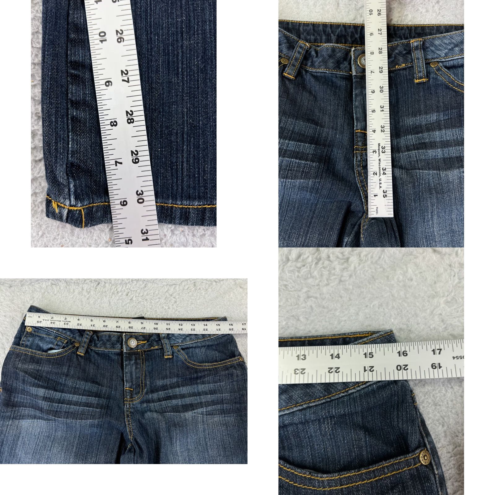 Vintage BISOU BISOU Jeans Womens 10 Flared Dark Blue Denim Cotton 31x31 Distressed Size 32" / US 10 / IT 46 - 8 Thumbnail