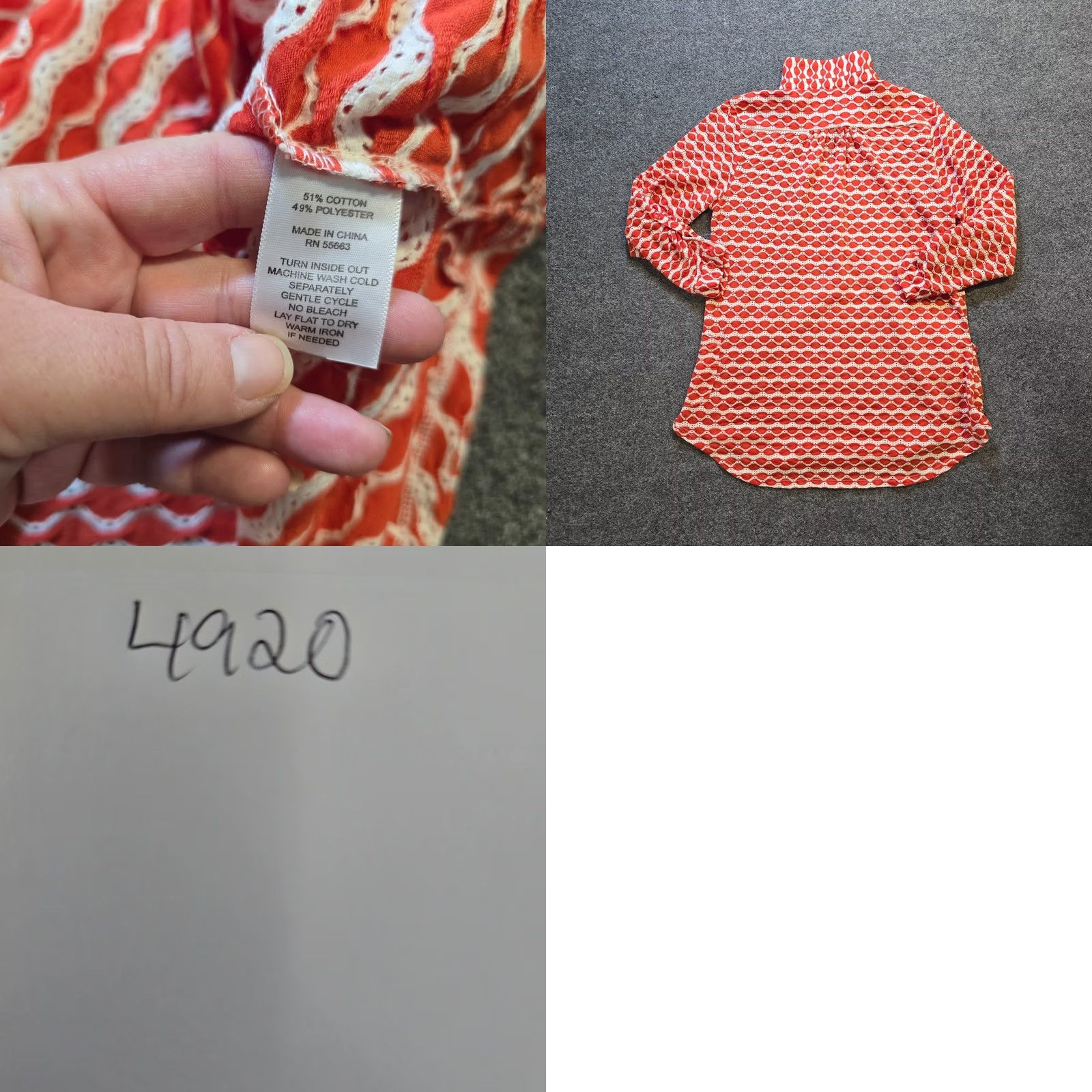 Vintage For Cynthia Top Womens L Orange Size Stretchy Pockets Tunic Beach Coverup Size L / US 10 / IT 46 - 8 Thumbnail