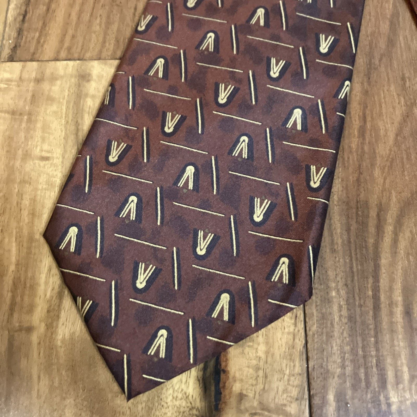 Robert Talbott ROBERT TALBOTT Men's Silk Necktie USA Bronze Modernist Prom Size ONE SIZE - 11 Thumbnail