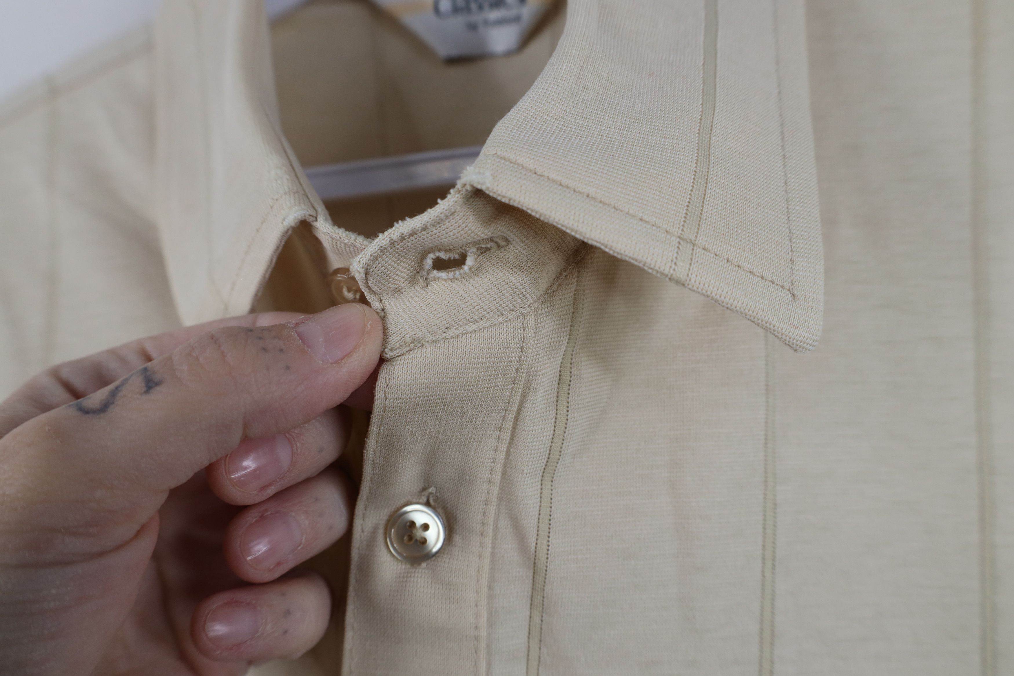 Vintage Vintage 90s Streetwear Striped Knit Golf Polo Shirt Beige Size US L / EU 52-54 / 3 - 7 Thumbnail
