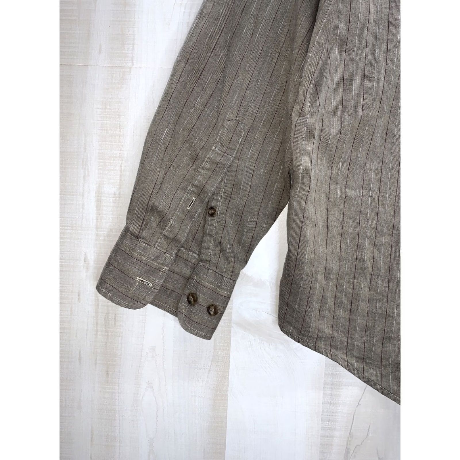 Nautica Nautica Traveler Twill Button-Up Long Sleeve Shirt L Brown Striped Logo Embroidered Mens Regular Size Size US L / EU 52-54 / 3 - 5 Thumbnail