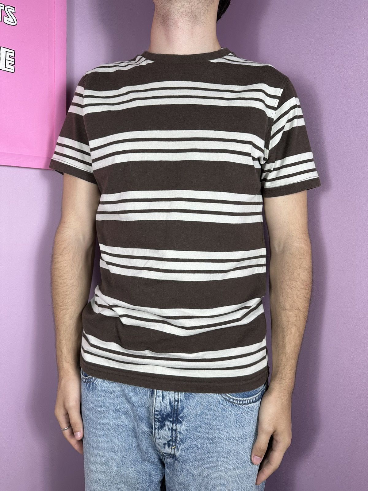 Folk Folk Stripped T Shirt Classic Tee Brown Cotton Short Sleeve Size US M / EU 48-50 / 2 - 2 Thumbnail