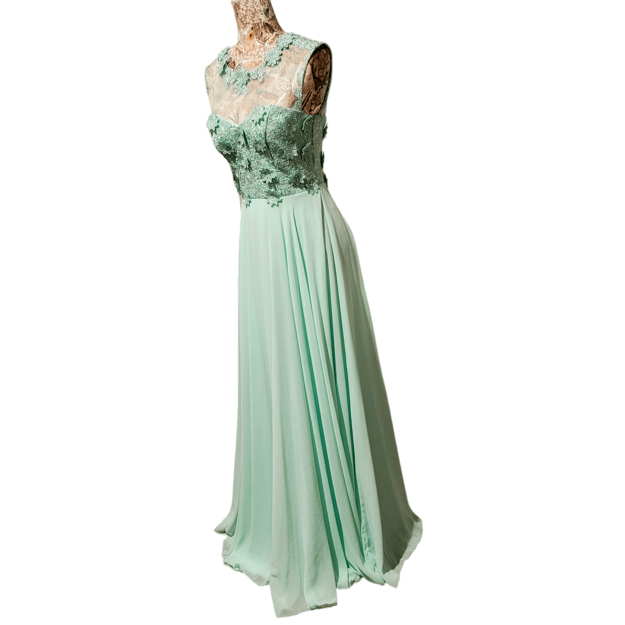 Triangl City Triangles Green Rhinestones Sweetheart Long Prom Gown Size XS / US 0-2 / IT 36-38 - 6 Thumbnail