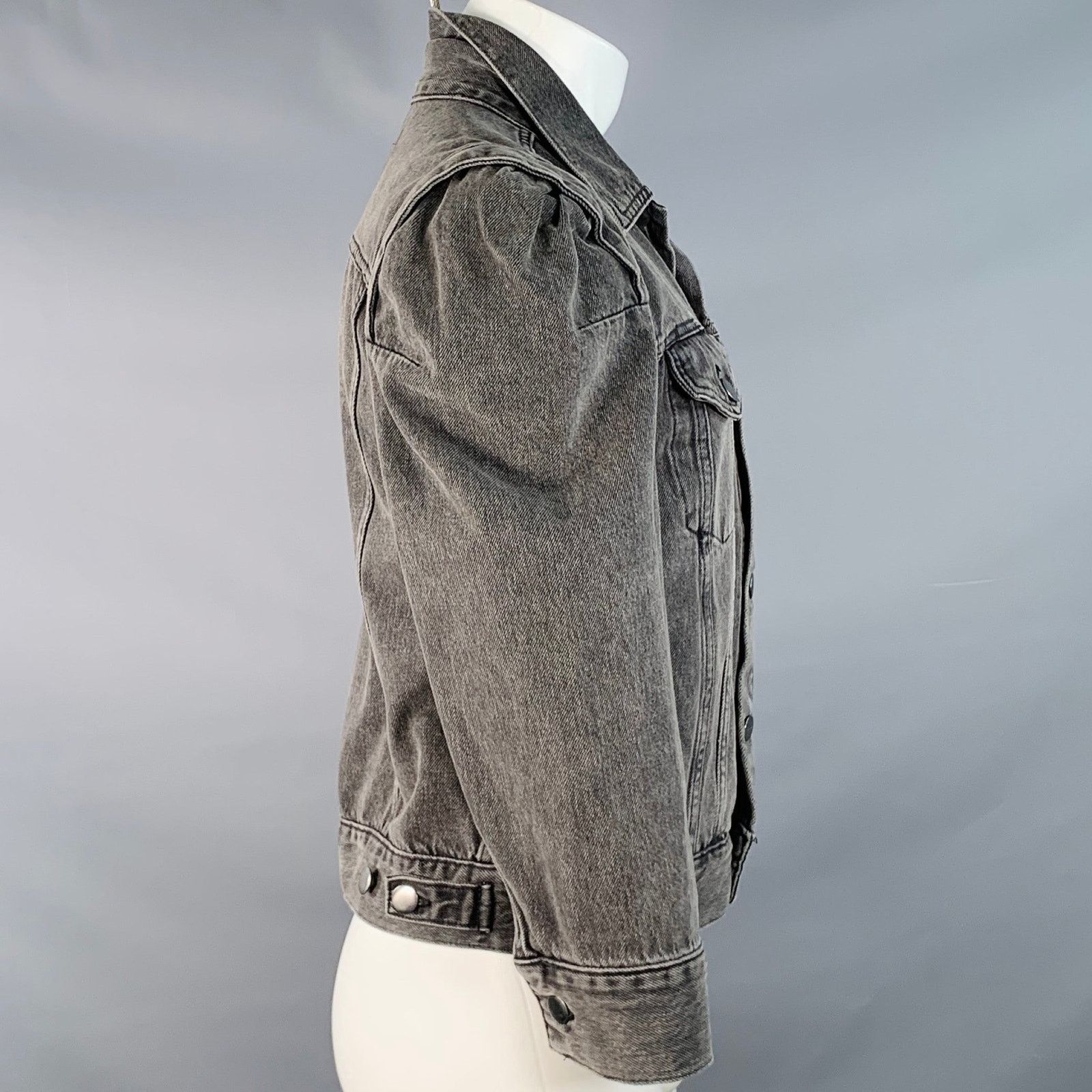 Frame Charcoal Grey Wash Denim Twill Button Up Type III Jacket Size US M / EU 48-50 / 2 - 2 Thumbnail