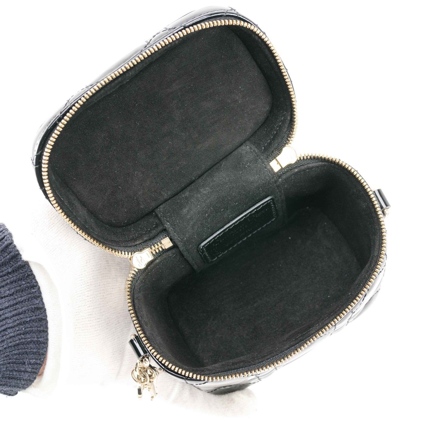 CHRISTIAN DIOR Lambskin Cannage Micro Lady Dior Vanity Case