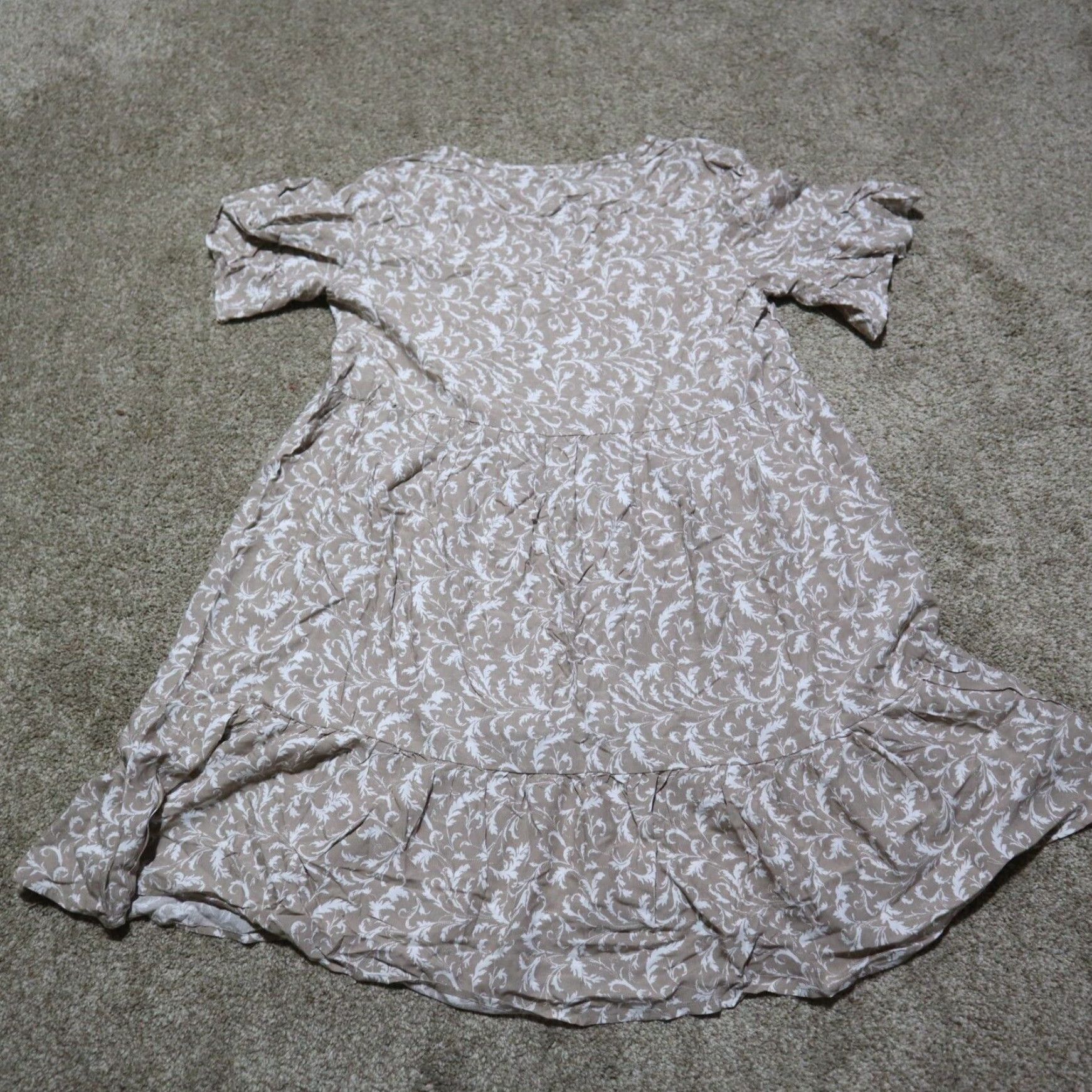 Shein SheIn Floral Hawaiian Short Sleeve Tunic Dress Womens Large Brown Size L / US 10 / IT 46 - 7 Thumbnail