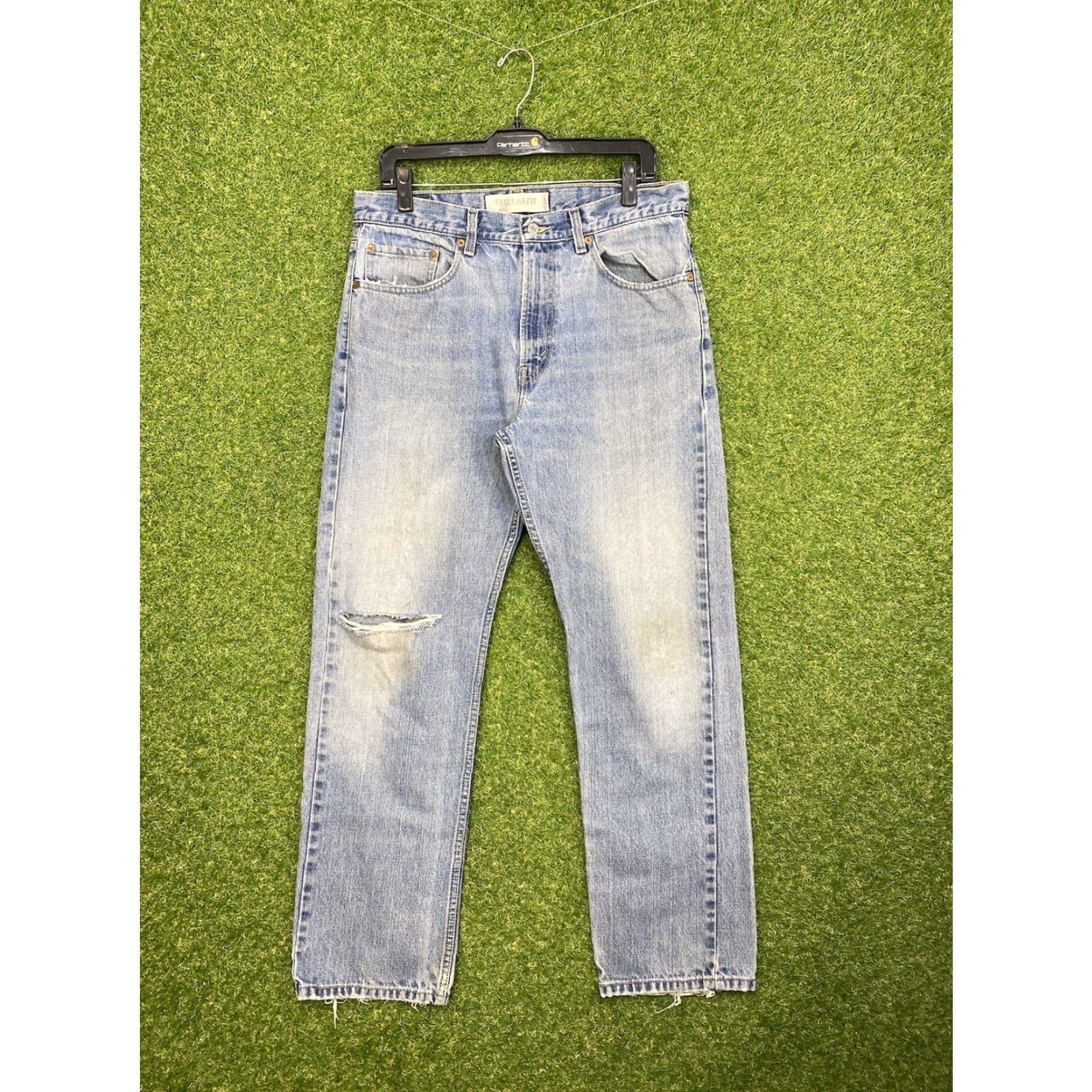 Levi's VINTAGE Levi's 505 Jeans Mens 33x30 Regular Fit Straight Leg Medium Wash Workwear Blue Cotton Denim Pants Regular Mens 33 30 Size US 33 - 2 Thumbnail