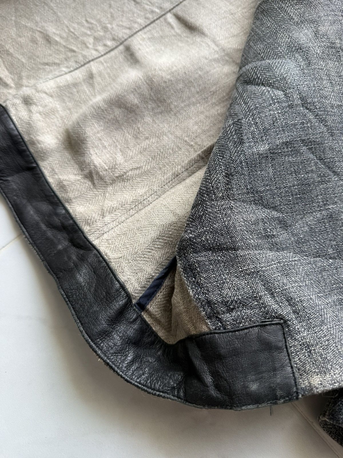 Yohji Yamamoto 90s AAR YOHJI YAMAMOTO Herringbone Twill Leather Finishing Size US M / EU 48-50 / 2 - 16 Thumbnail