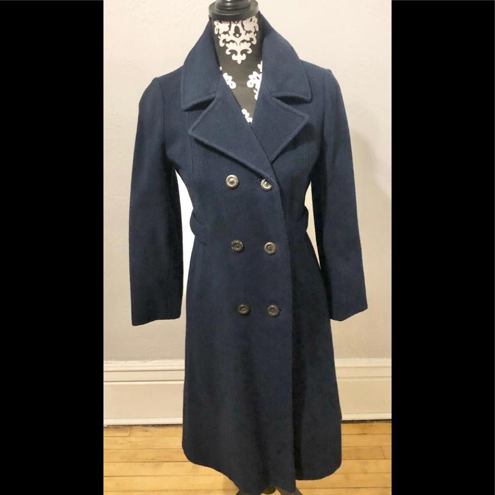 Bromleigh Vintage blue wool lined coat size S.