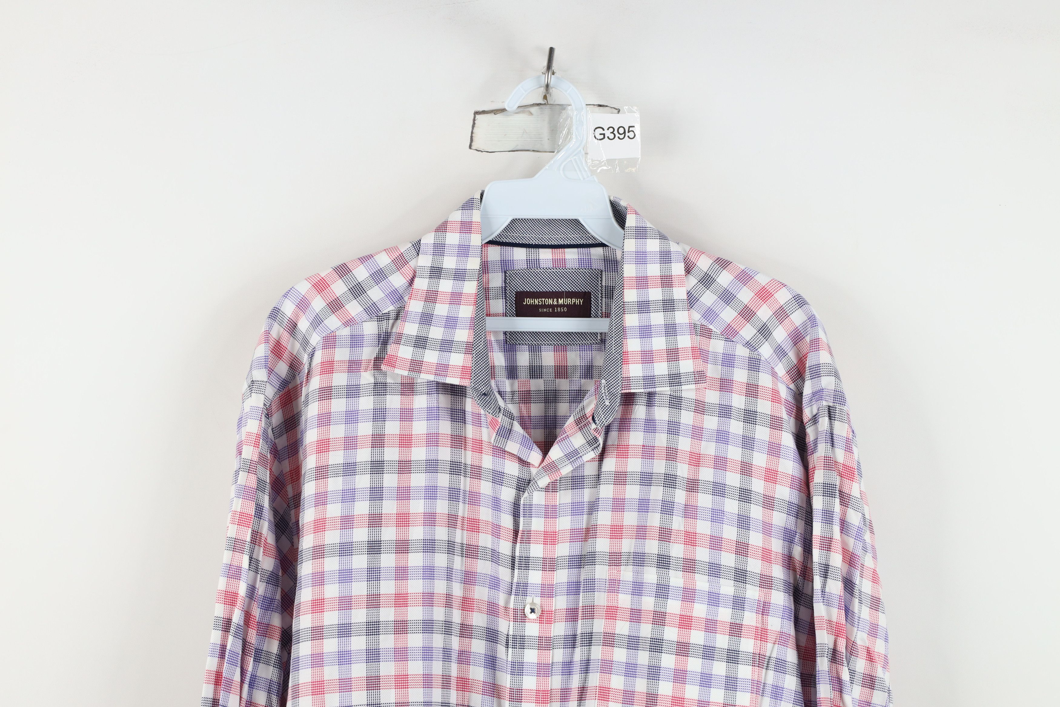 Johnston & Murphy Johnston & Murphy Checkered Collared Button Shirt Cotton Size US XL / EU 56 / 4 - 2 Thumbnail