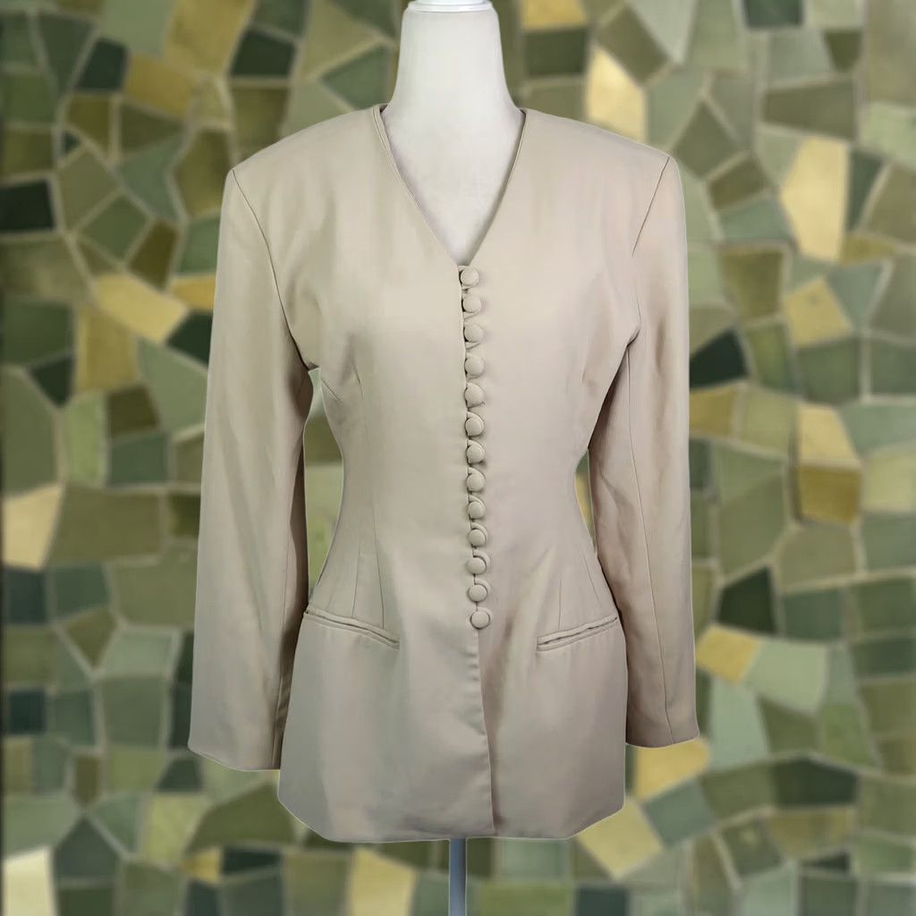 Vintage VINTAGE Sunny Names Blazer Jacket 90s Button Front Khaki Tan Women 8 Regular Long Sleeve Fall Spring Mens Womens Size M / US 6-8 / IT 42-44 - 1 Thumbnail