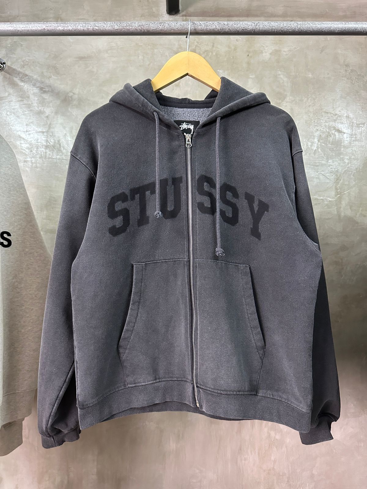 Stussy Stussy Faded Graphic Zip Hoodie in Washed Black | Grailed