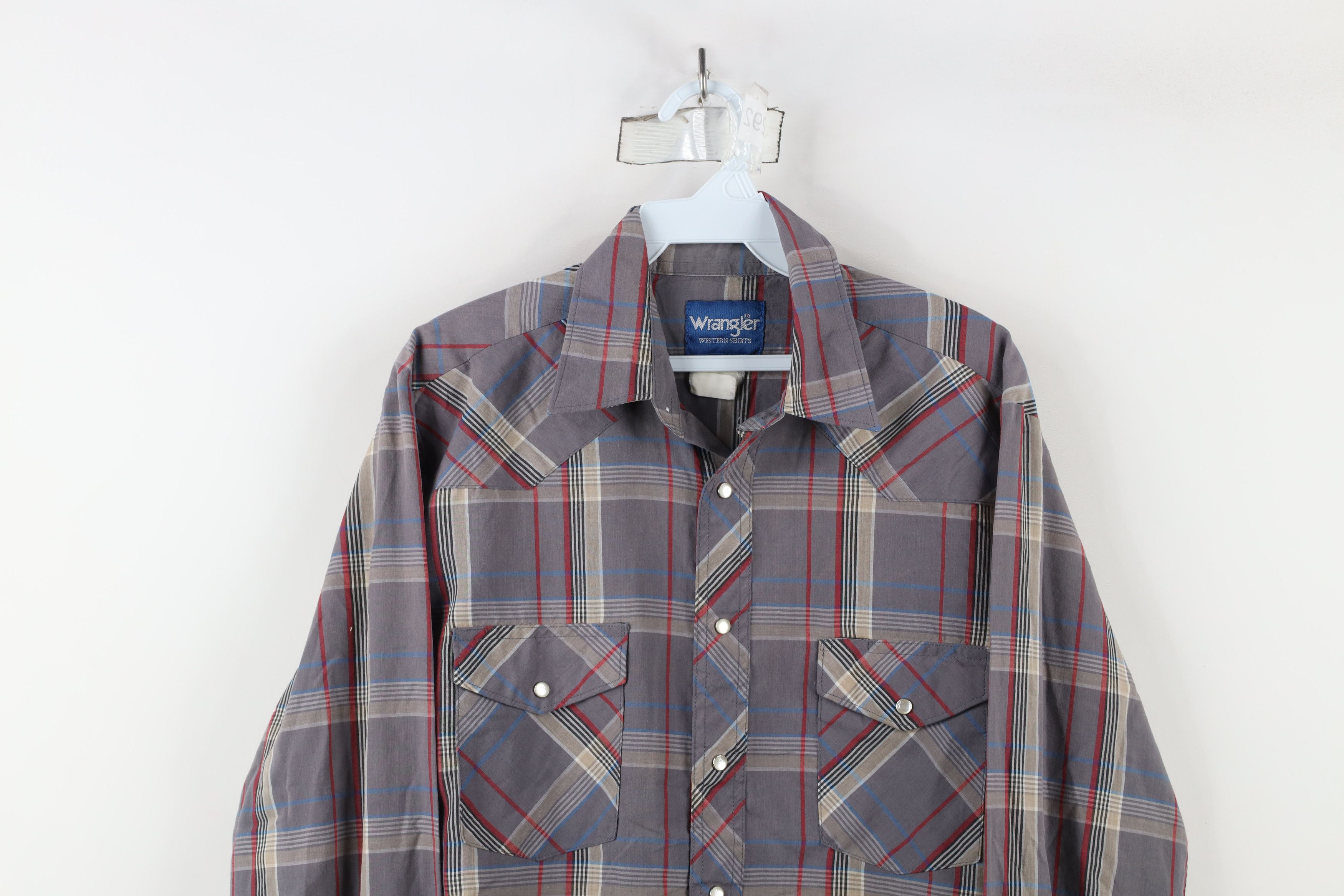 Vintage × Wrangler Vintage 90s Wrangler Western Cowboy Snap Button Shirt Plaid Size US L / EU 52-54 / 3 - 2 Thumbnail