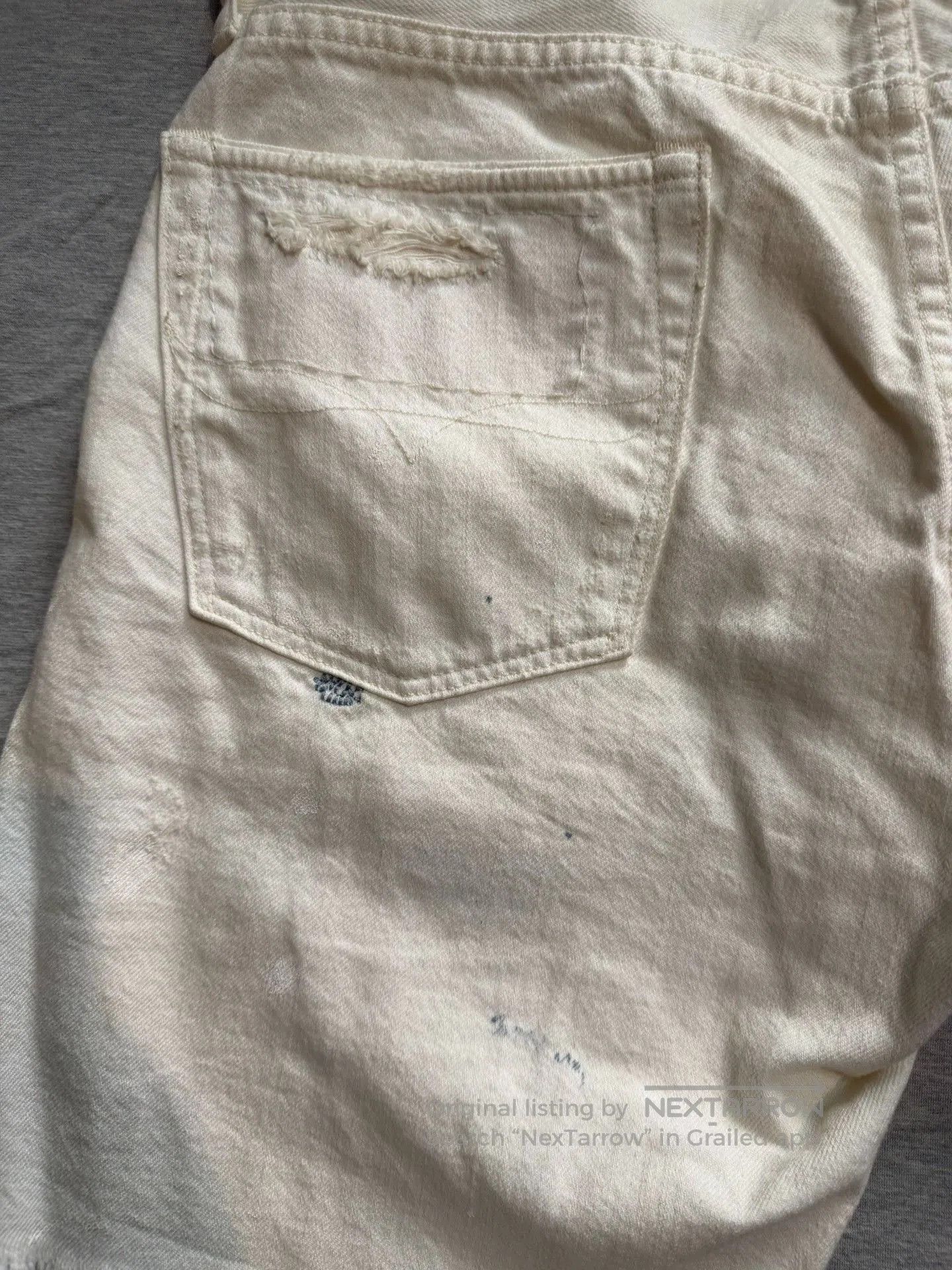 Polo Ralph Lauren Polo Washed Indigo Patch Distressed White Denim Shorts. Size US 32 / EU 48 - 5 Thumbnail