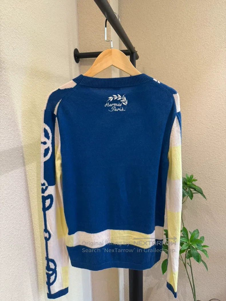 Hermes Hermes Blue Chain Pattern Cashmere Sweater Size XS / US 0-2 / IT 36-38 - 2 Thumbnail