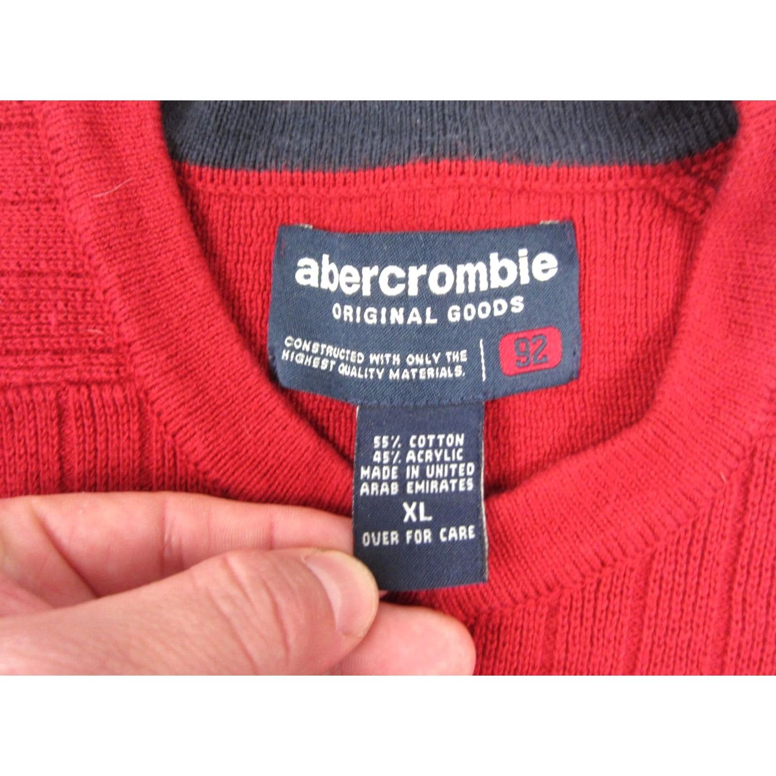 Abercrombie & Fitch VINTAGE Abercrombie Sweater Womens XL Red Ribbed V-Neck Y2k 80s 90s Classic Size XL / US 12-14 / IT 48-50 - 5 Thumbnail