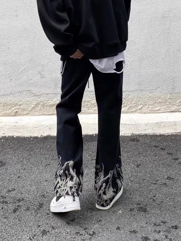 Japanese Brand High Street Hip Hop Vintage Printed Wide Leg Jeans Size US 32 / EU 48 - 4 Thumbnail