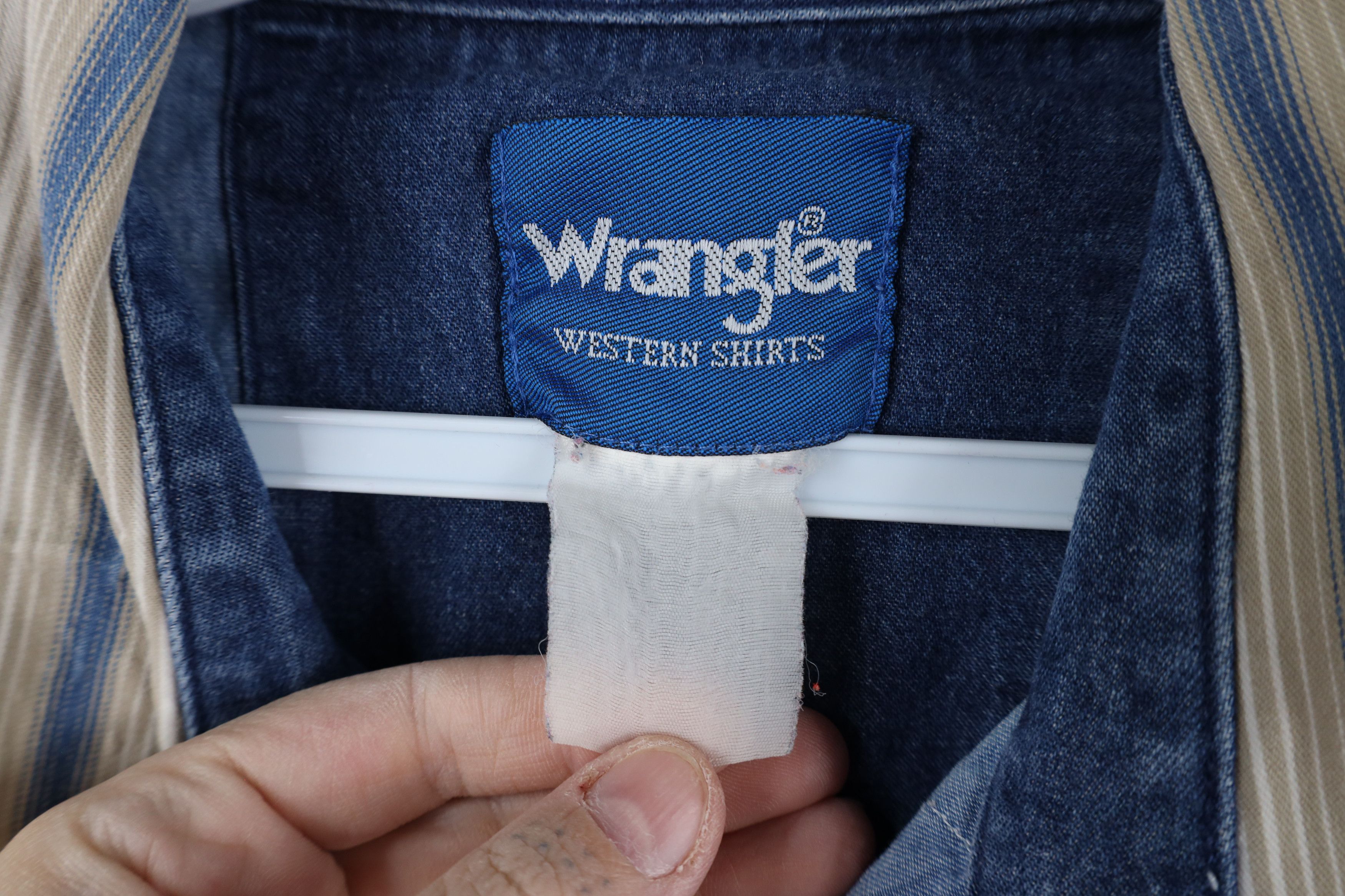 Vintage × Wrangler Vintage 90s Wrangler Striped Western Snap Button Shirt Blue Size US XXL / EU 58 / 5 - 8 Thumbnail