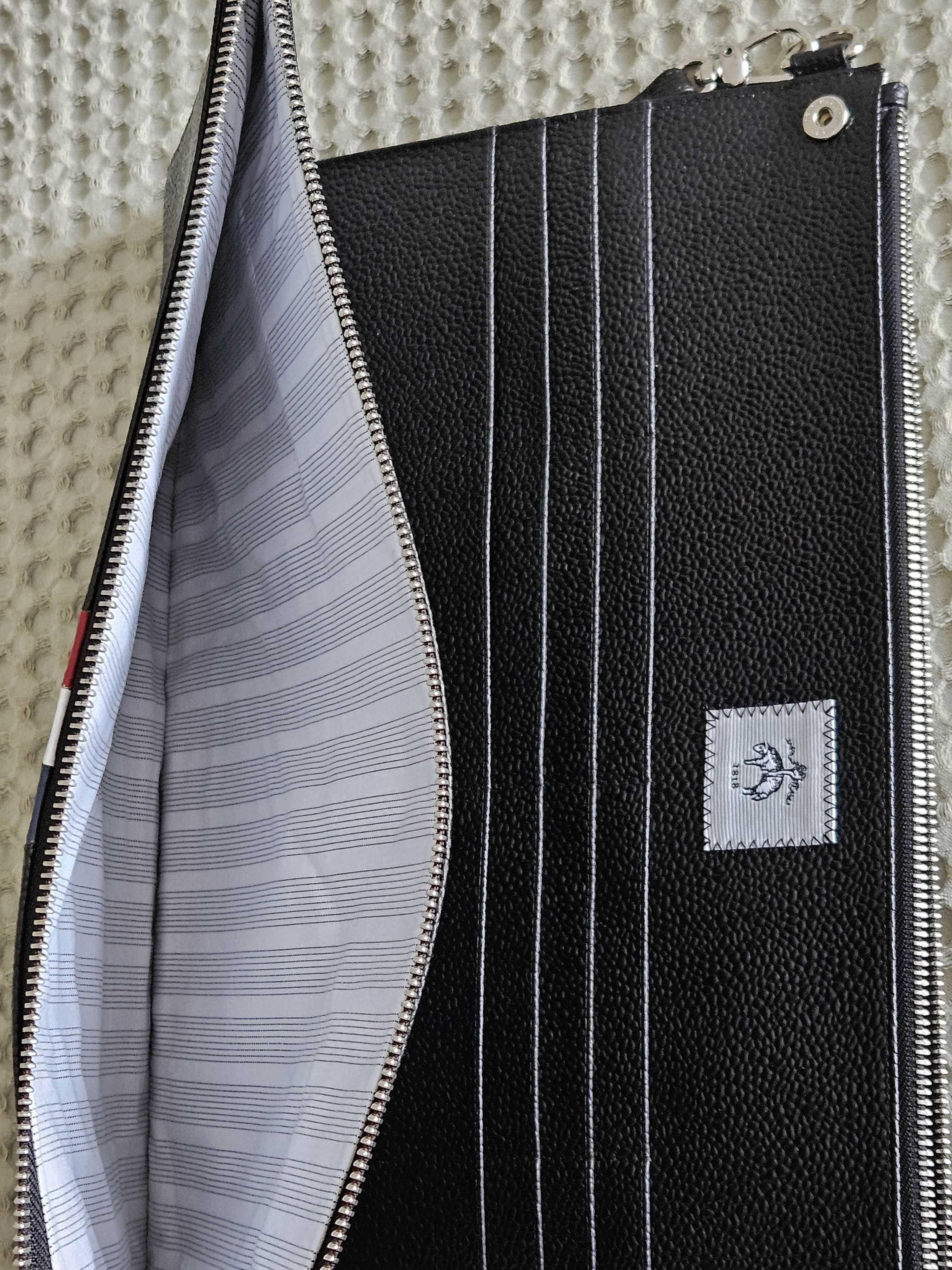 Thom Browne Thom Browne Black Fleece Leather Tricolor XL Pouch Size ONE SIZE - 12 Thumbnail