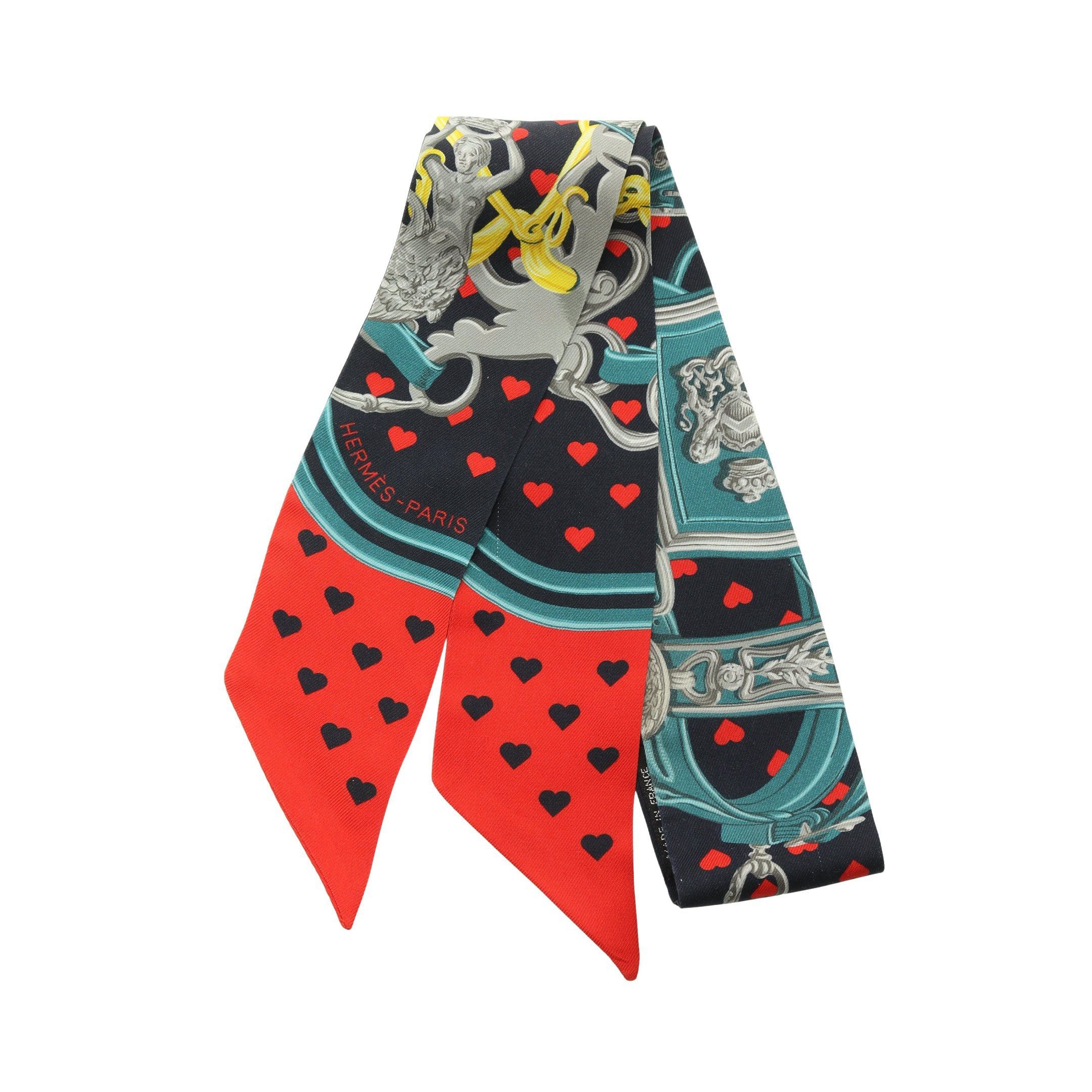 Hermes Hermes Twilly Brides De Gala Love Ribbon Scarf Silk Navy Red Multicolor Size ONE SIZE - 1 Thumbnail
