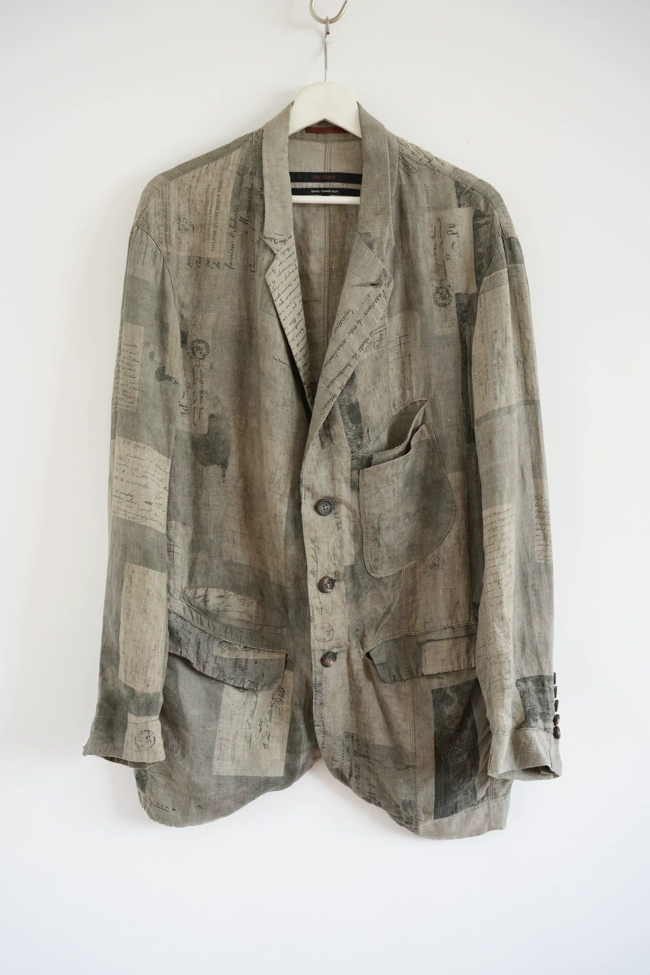 Ziggy Chen Beige Printed Button-Front Light Jacket Size S Size US S / EU 44-46 / 1 - 1 Thumbnail