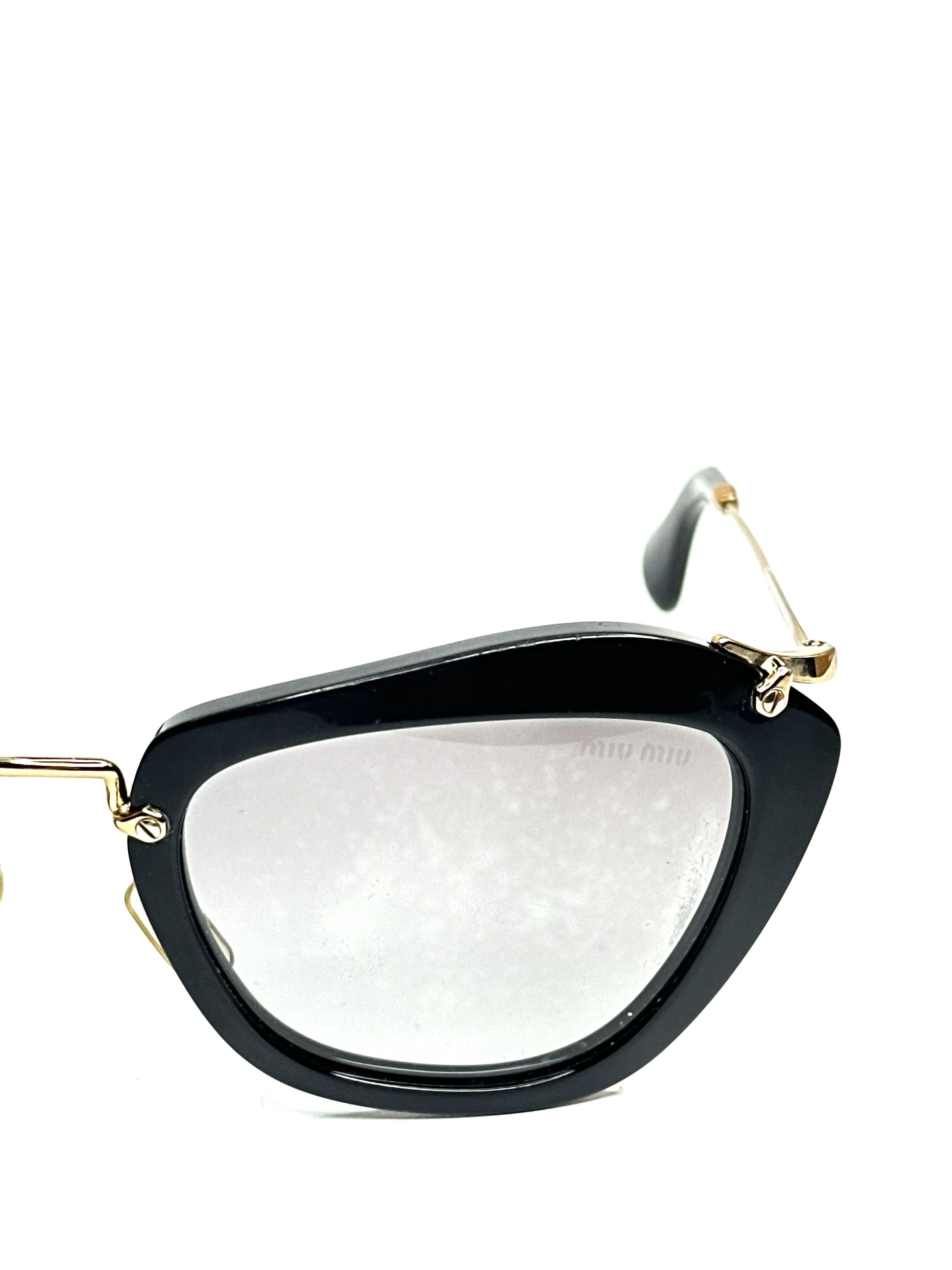 Miu Miu Miu Miu cateye black gold slim designer sunglasses Size ONE SIZE - 5 Thumbnail