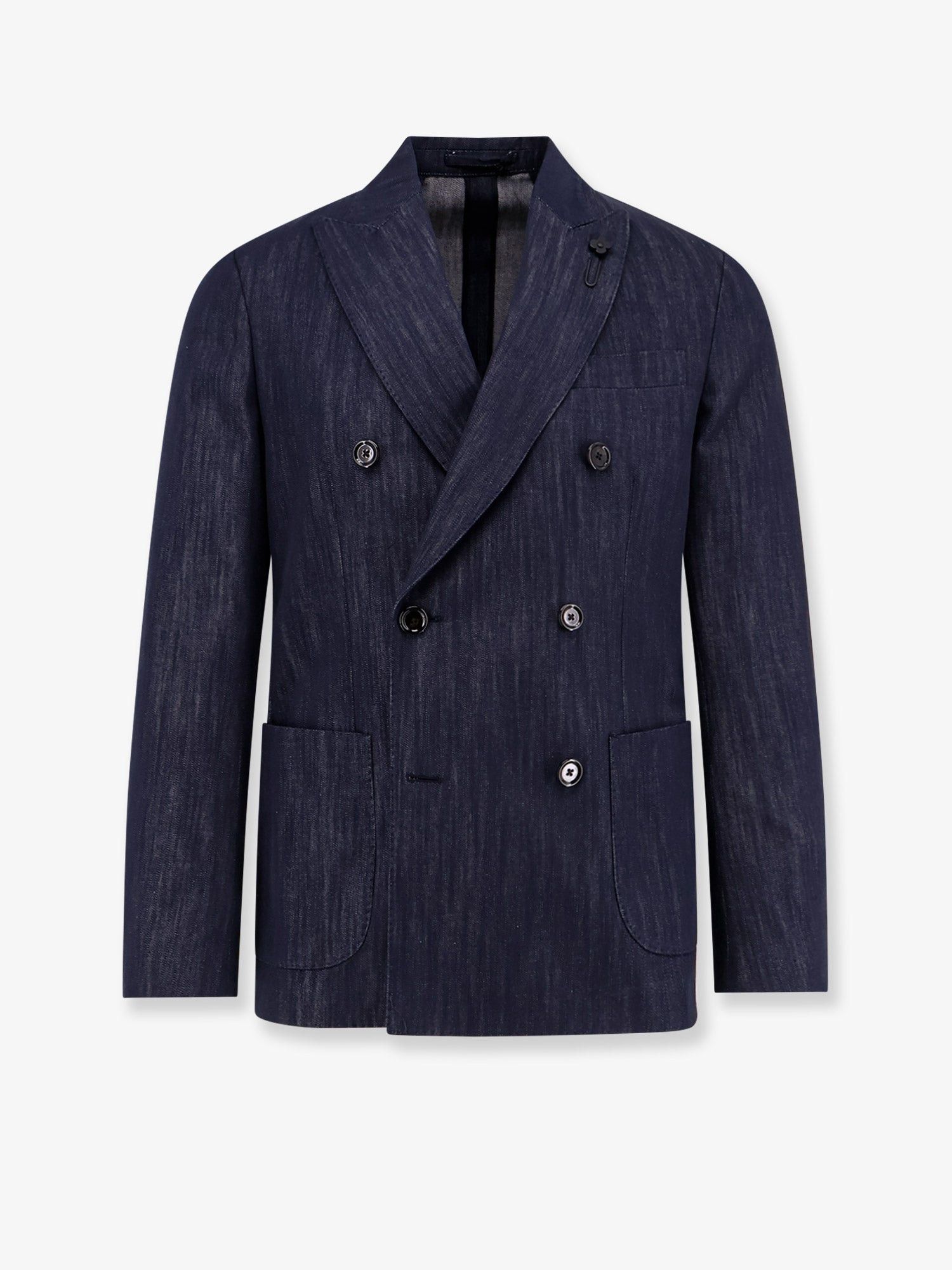 Lardini Stretch Cotton Suit With Iconic Removable Brooch