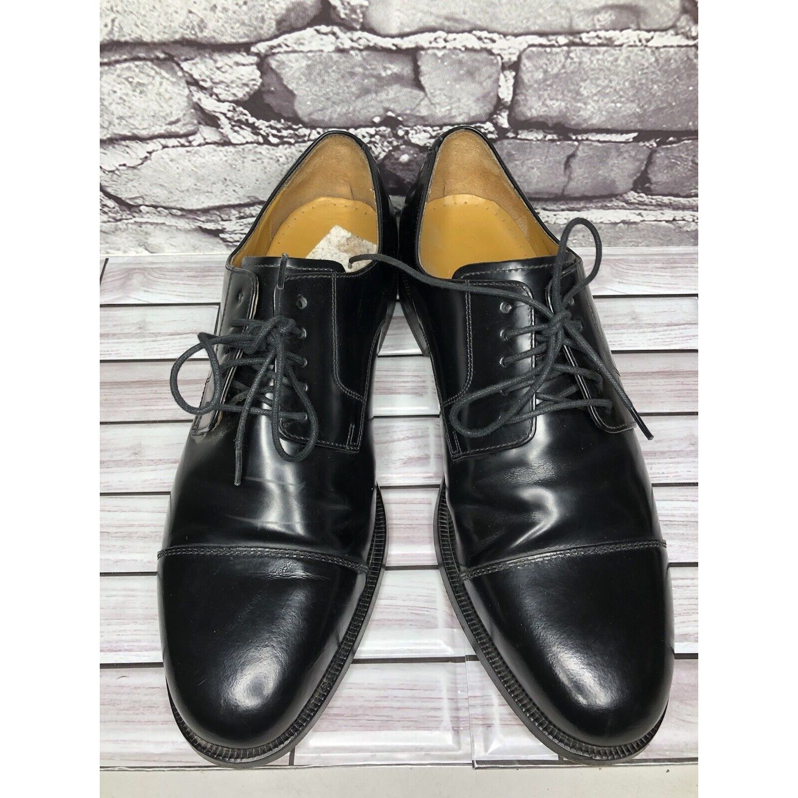 Cole Haan Cole Haan Air Black Leather Cap Toe Oxfords Lace Up Dress Sh Size US 11 / EU 44 - 12 Thumbnail