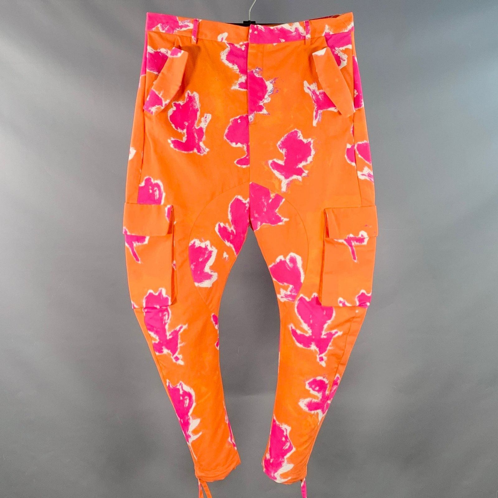 Prabal Gurung Orange Pink Cotton Blend Drop Crotch Cargo Casual Pants Size US 29 - 1 Thumbnail