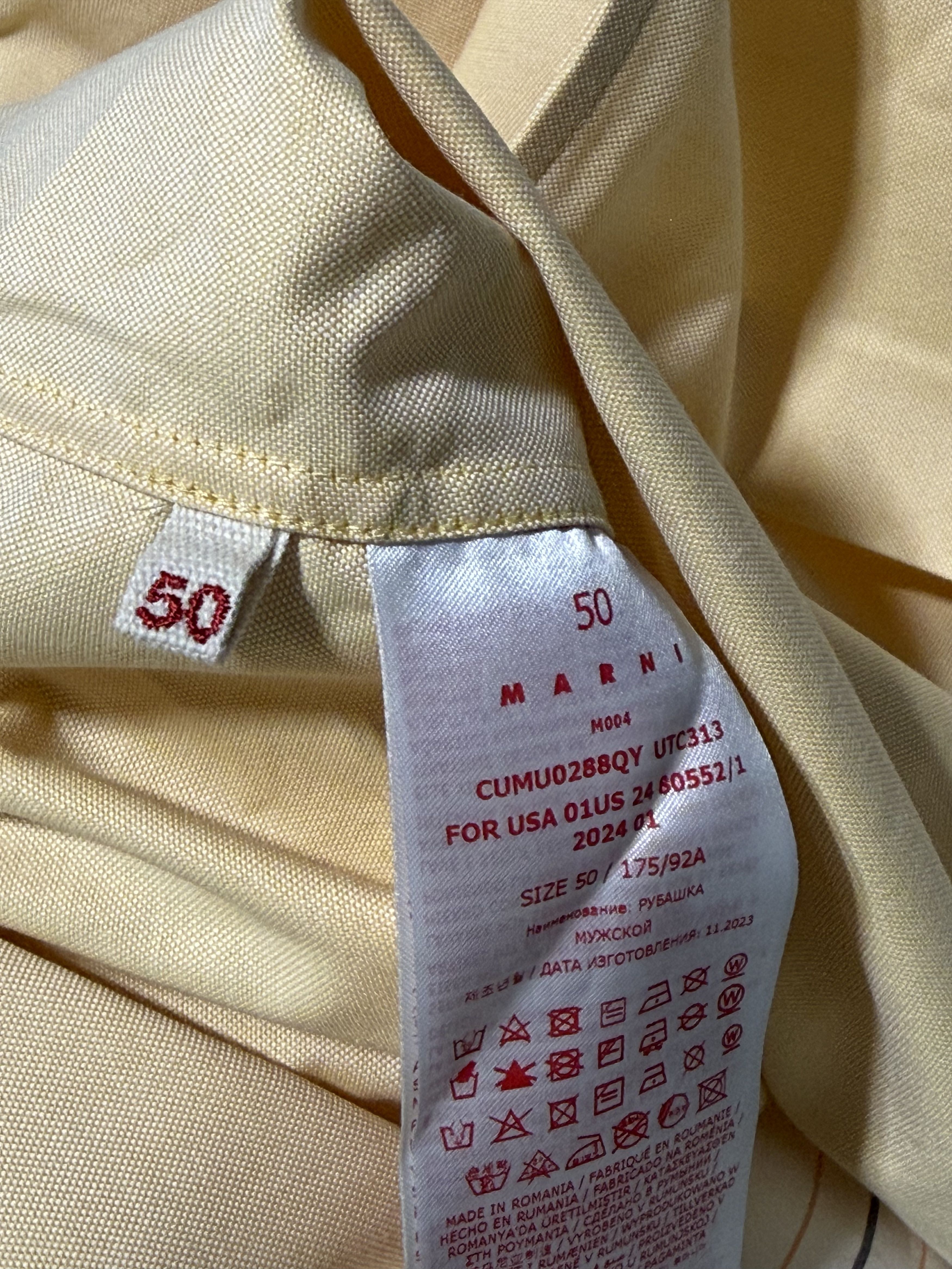 Marni Marni Half Poplin Striped Shirt 'Ivory' Size US L / EU 52-54 / 3 - 3 Thumbnail