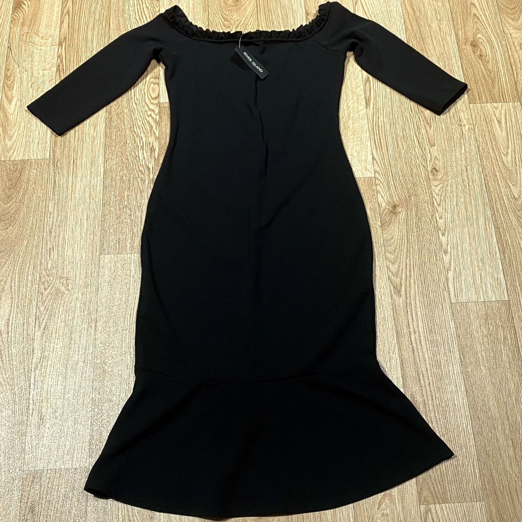 River Island VINTAGE River Island Dress UK 8 Neo Classic Off The Shoulder Black Womens (New With Defect) Size M / US 6-8 / IT 42-44 - 3 Thumbnail