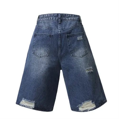 VIBE Washed straight men's metal loose ripped denim shorts y2k Size US 32 / EU 48 - 2 Thumbnail