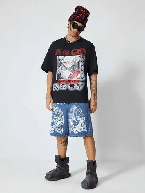 Japanese Brand × Vintage Anime Graphic Y2k Shorts Jorts Denim Size US 32 / EU 48 - 4 Thumbnail