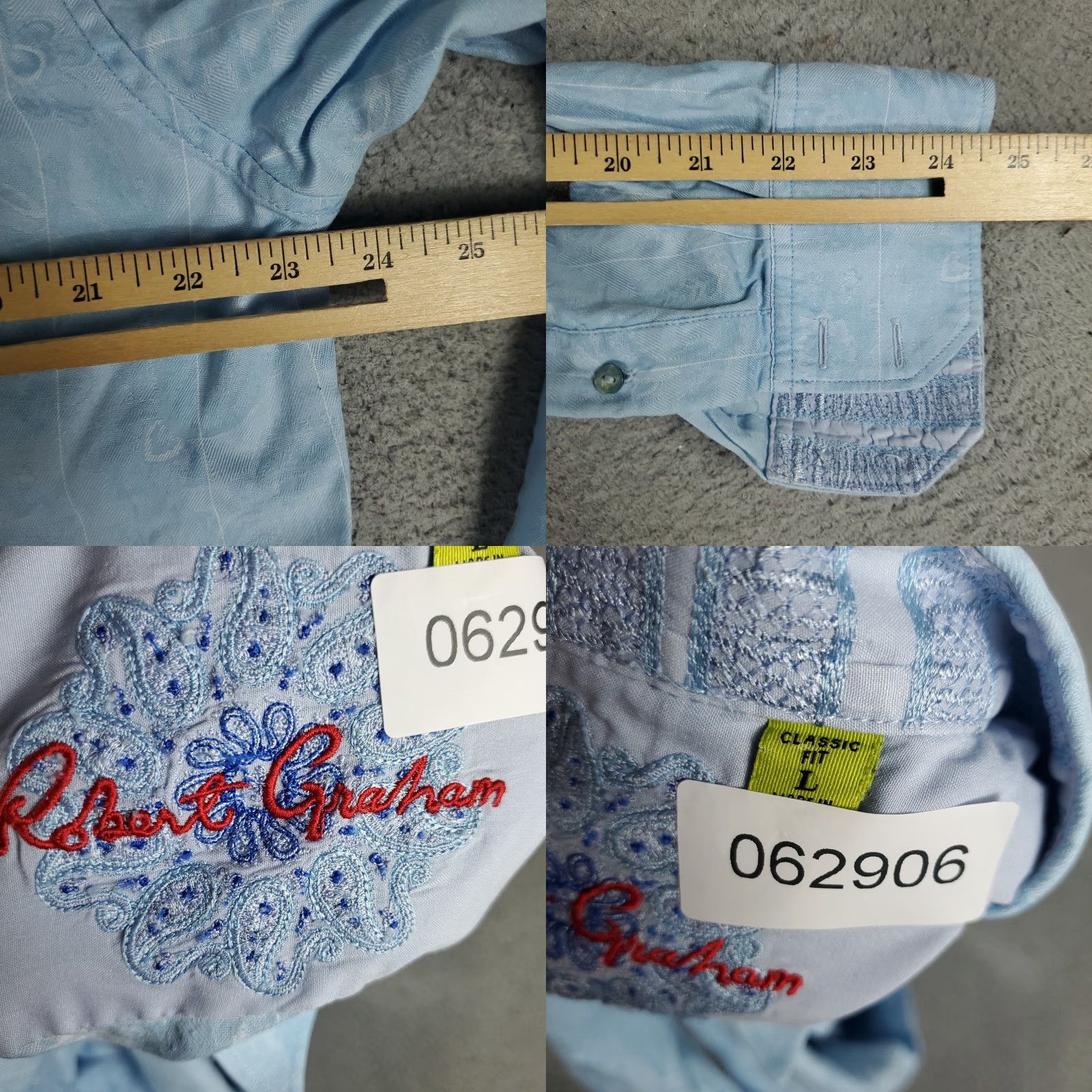 Robert Graham VINTAGE Robert Graham Men's Shirt Adult Large Light Blue Floral Button Up Long Sleeve Size US L / EU 52-54 / 3 - 8 Thumbnail