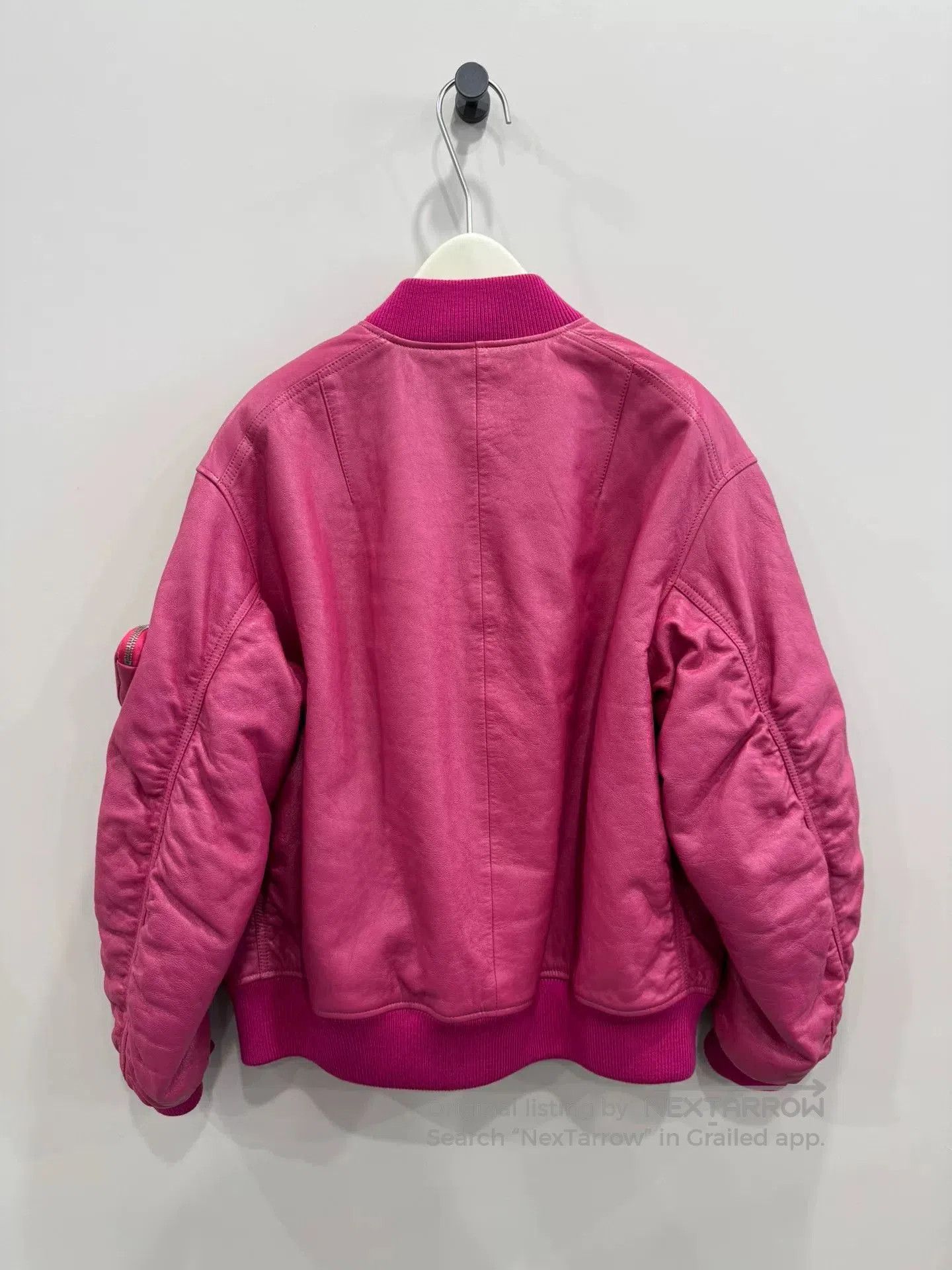 Raf Simons pink leather bomber jacket by Prada. Size M / US 6-8 / IT 42-44 - 2 Thumbnail