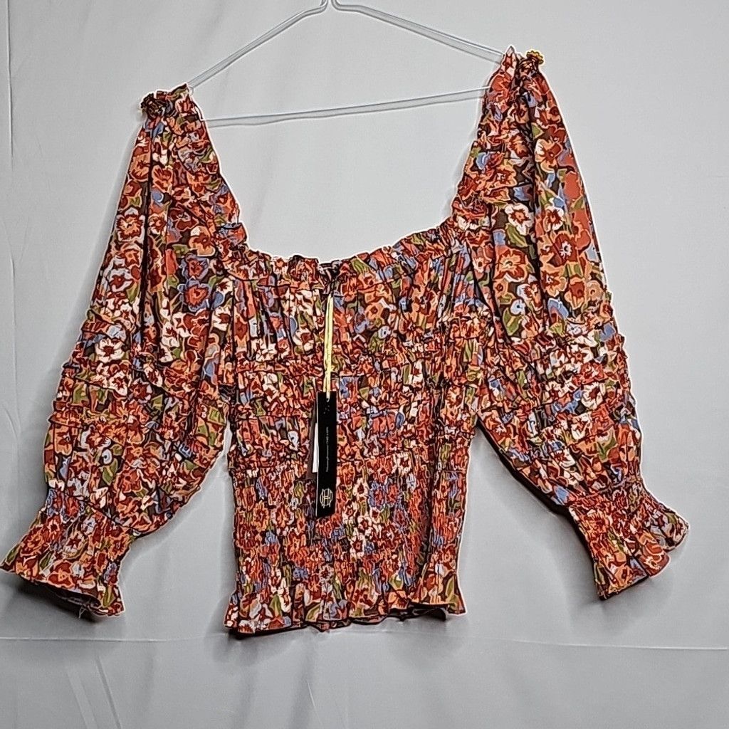 House of Harlow NWT House of Harlow 1960 floral smocked orange top sz M Size M / US 6-8 / IT 42-44 - 3 Thumbnail
