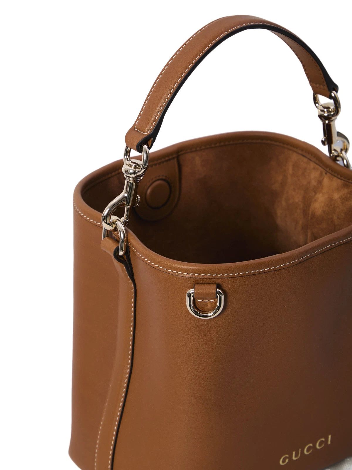 Gucci Gucci Emblem Small Brown Leather Bucket Bag New Auth Size ONE SIZE - 4 Thumbnail