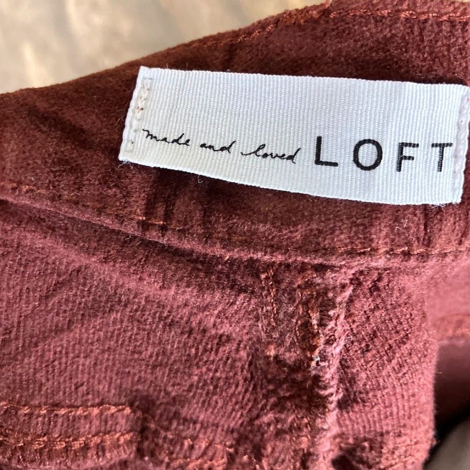 Loft LOFT Womens Pants Slim Straight High Rise Velvet Maroon 6/28 Size 6 Inseam 27 in Pockets Stretch Casual Workwear Size 30" / US 8 / IT 44 - 4 Thumbnail