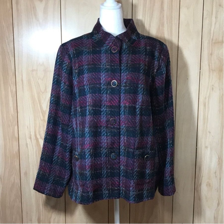 Other TanJay Vintage 90s Retro Plaid Tweed Blazer Pea Coat 18 Size XXL / US 16-18 / IT 52-54 - 1 Thumbnail