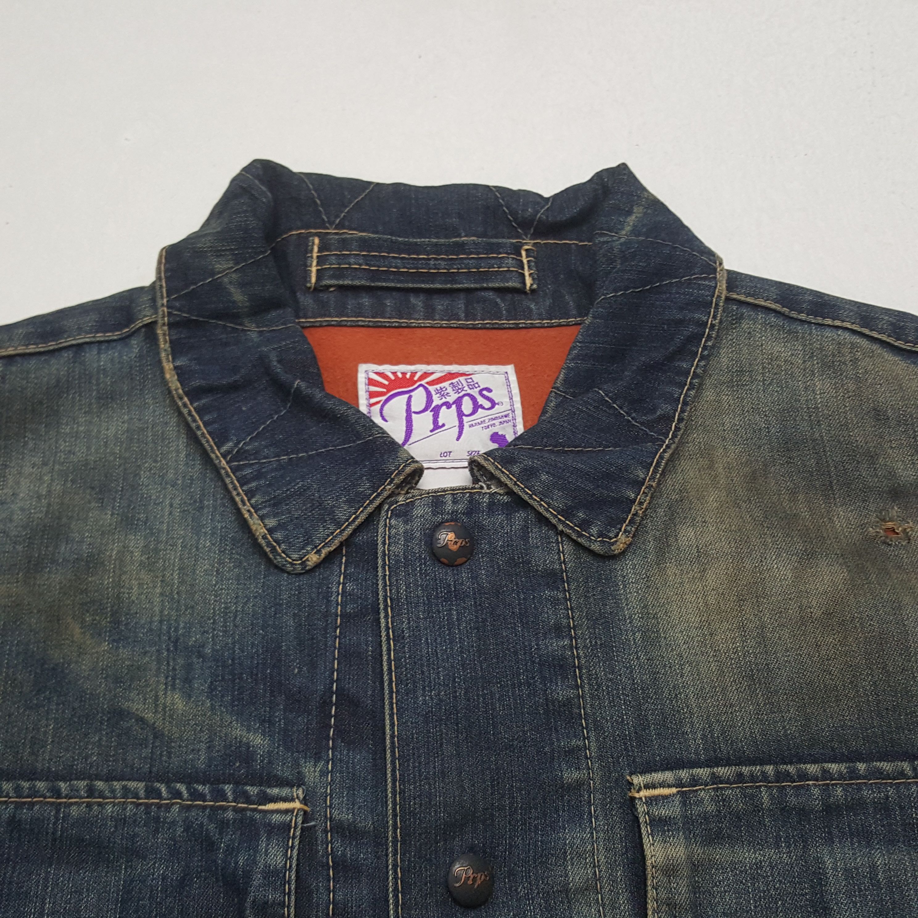 Prps Vintage PRPS Acid Wash Denim Bikers Punk Jacket Size US M / EU 48-50 / 2 - 4 Thumbnail