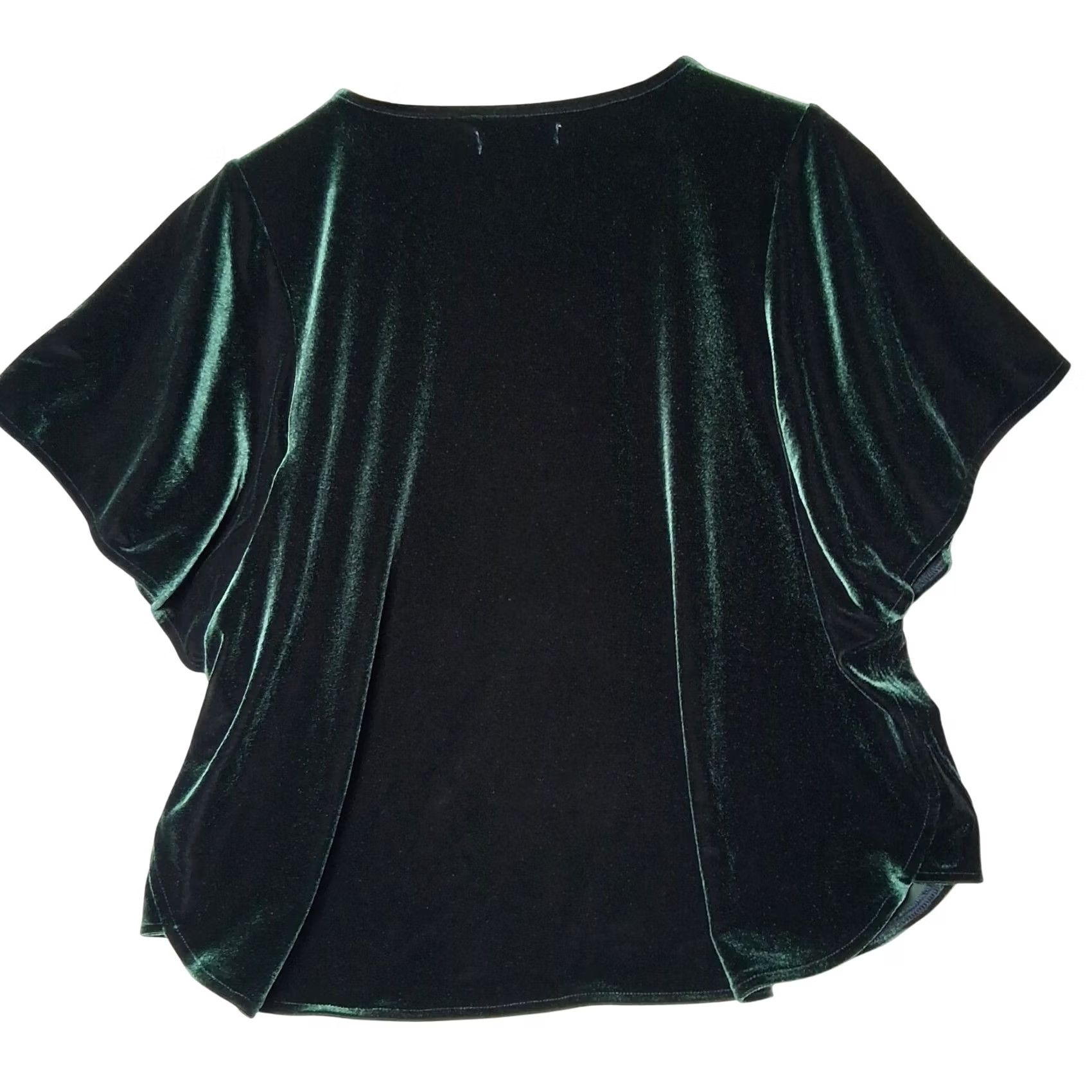 Madewell Madewell Shirt L Emerald Green Cropped Velour Casual Whimsical Fairycore Womens Size L / US 10 / IT 46 - 2 Thumbnail