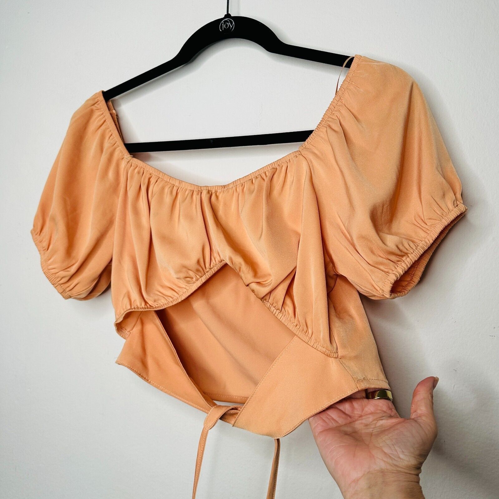 Other Le Lis Peach Puffed Sleeve Front Tie Elastic Crop Top L Size L / US 10 / IT 46 - 8 Thumbnail