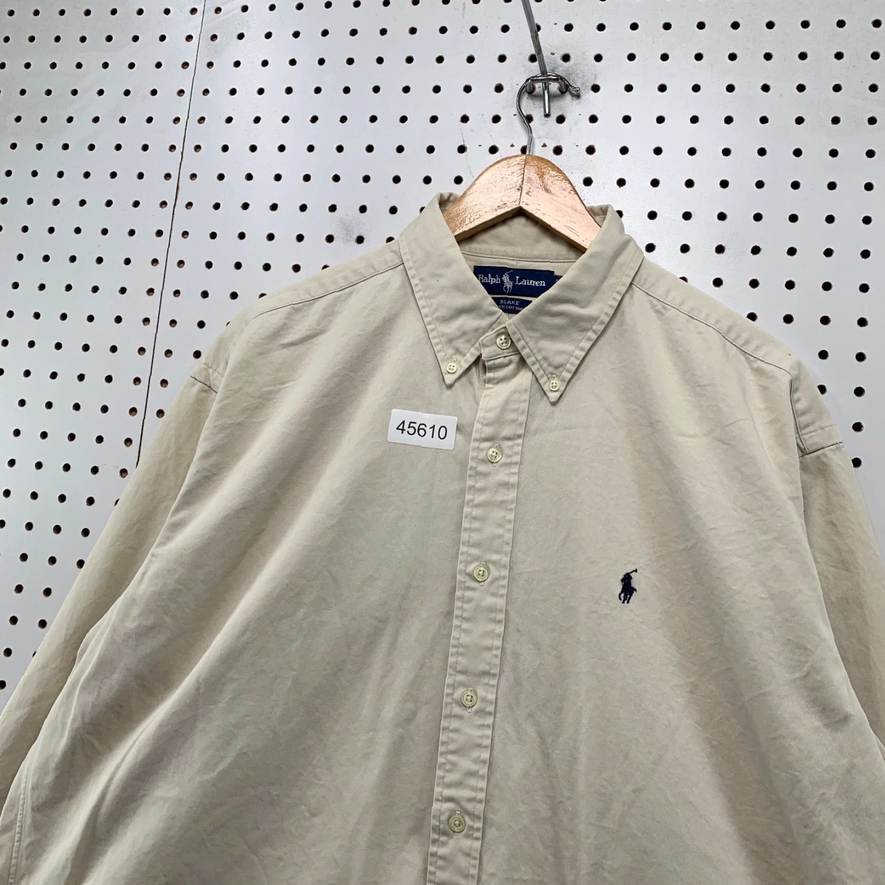 Ralph Lauren VINTAGE Ralph Lauren Button-Down Shirt Mens XL Beige Blake Thick Heavy 100% Cotton Ble? Size US XL / EU 56 / 4 - 4 Thumbnail