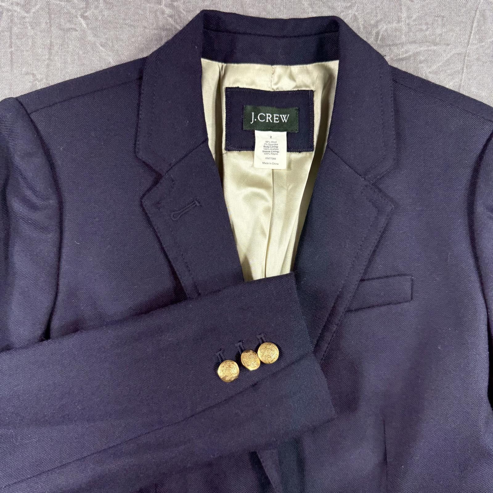J.Crew J.Crew Blazer Women's 2 Blue Schoolboy Wool Blend Size XS / US 0-2 / IT 36-38 - 1 Thumbnail
