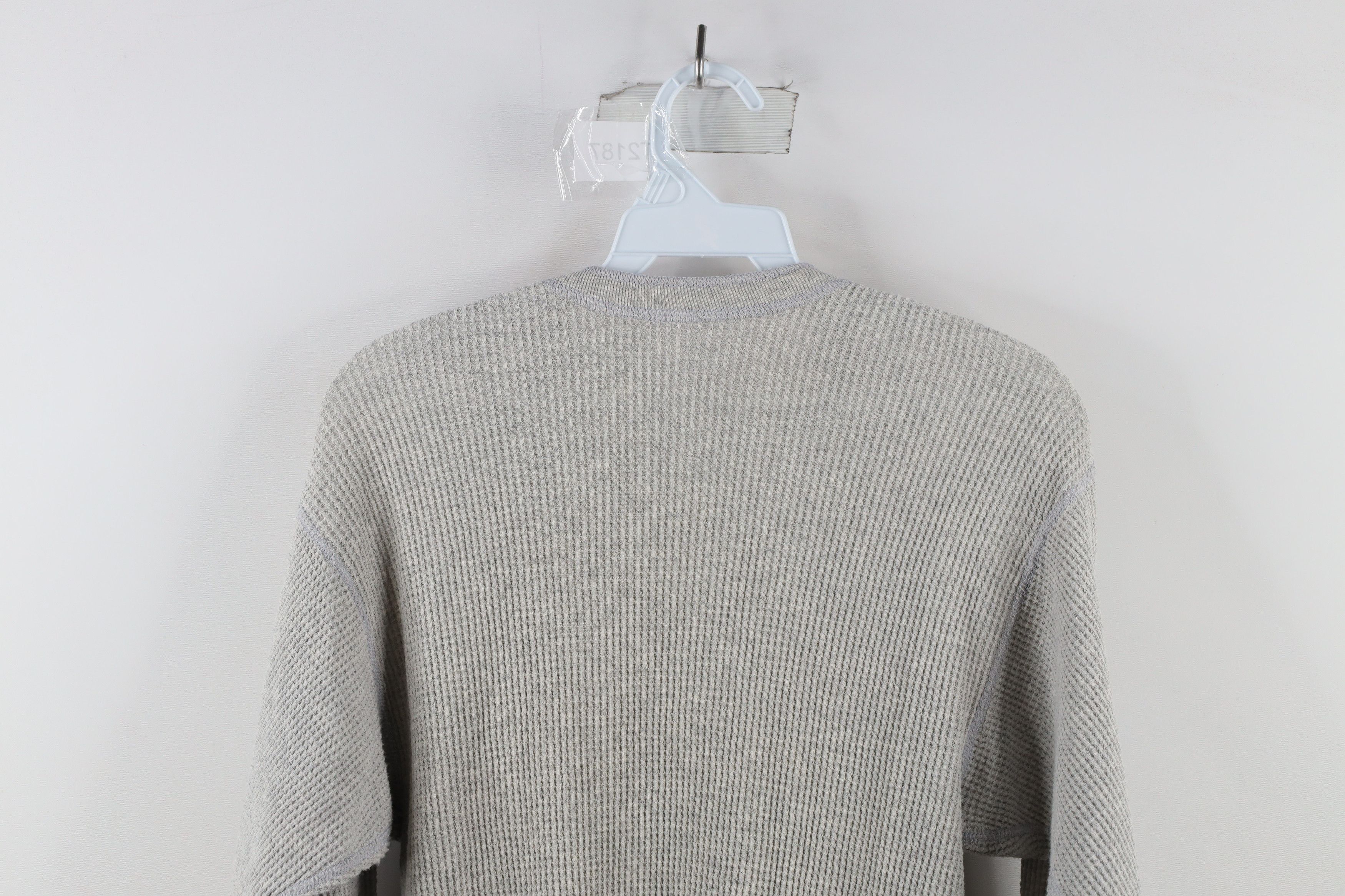 Hanes Vintage 90s Hanes Waffle Knit Henley T-Shirt Heather Gray Size US L / EU 52-54 / 3 - 7 Thumbnail