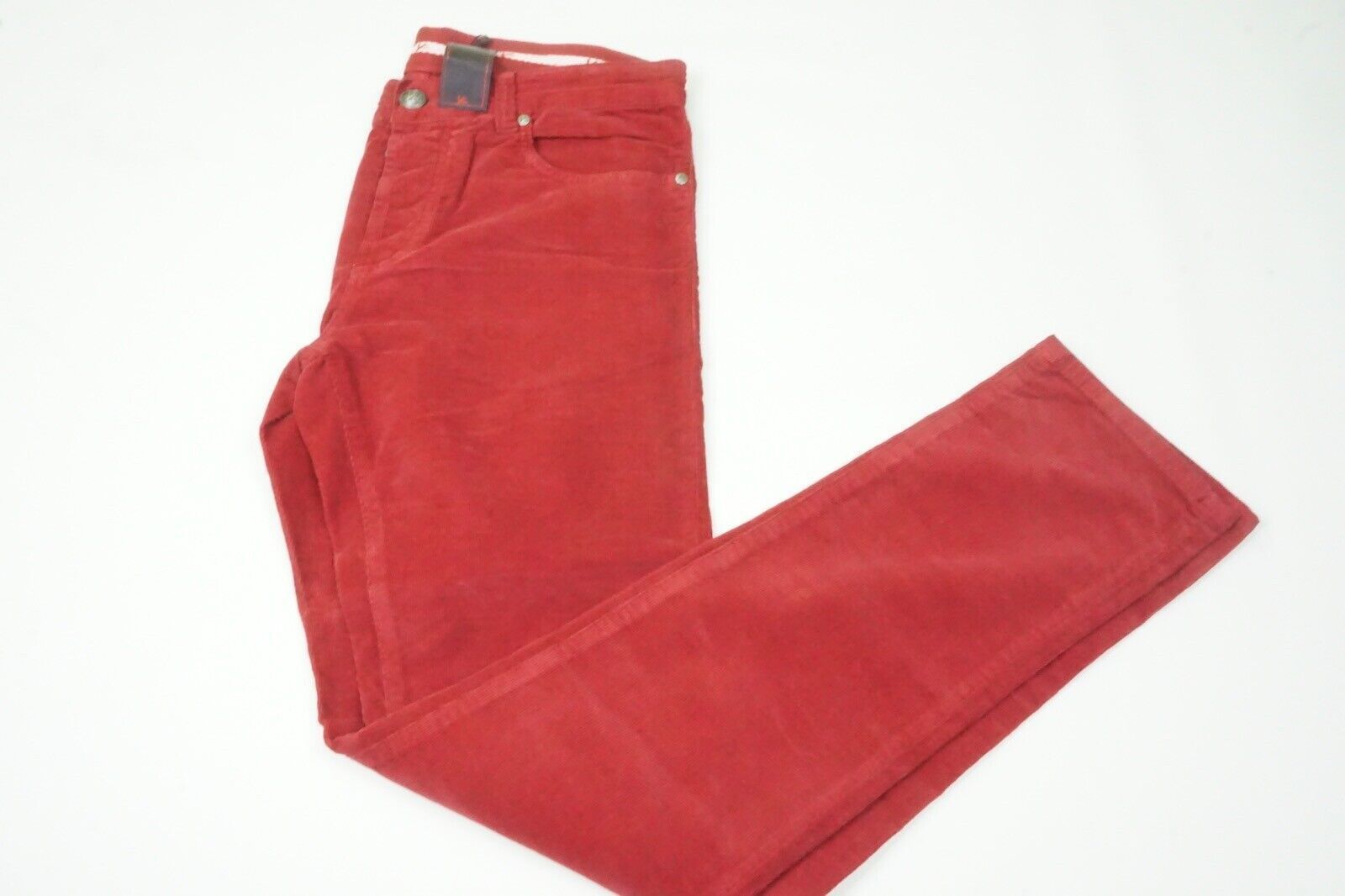 image of Isaia Tint Classic Red Corduroy Cotton Blend Cord Casual Pan, Men's (Size 32)