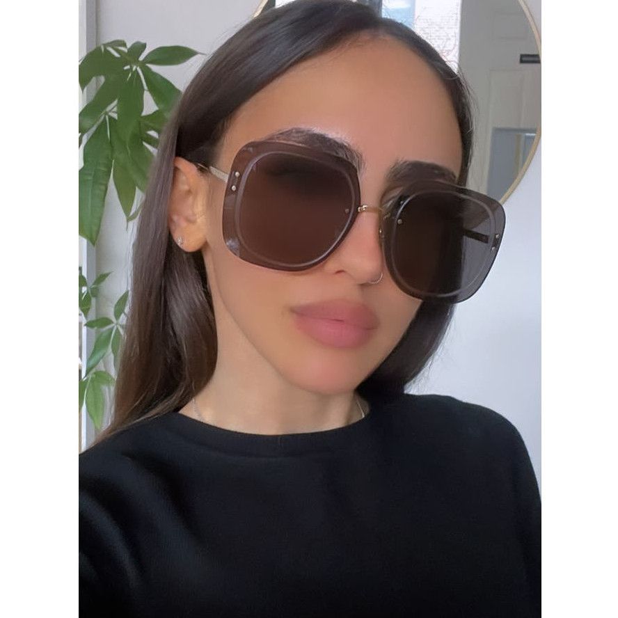 image of New Dior UltraDior Su Sunglasses In Dark Grey Gradient Lens in Gold, Women's