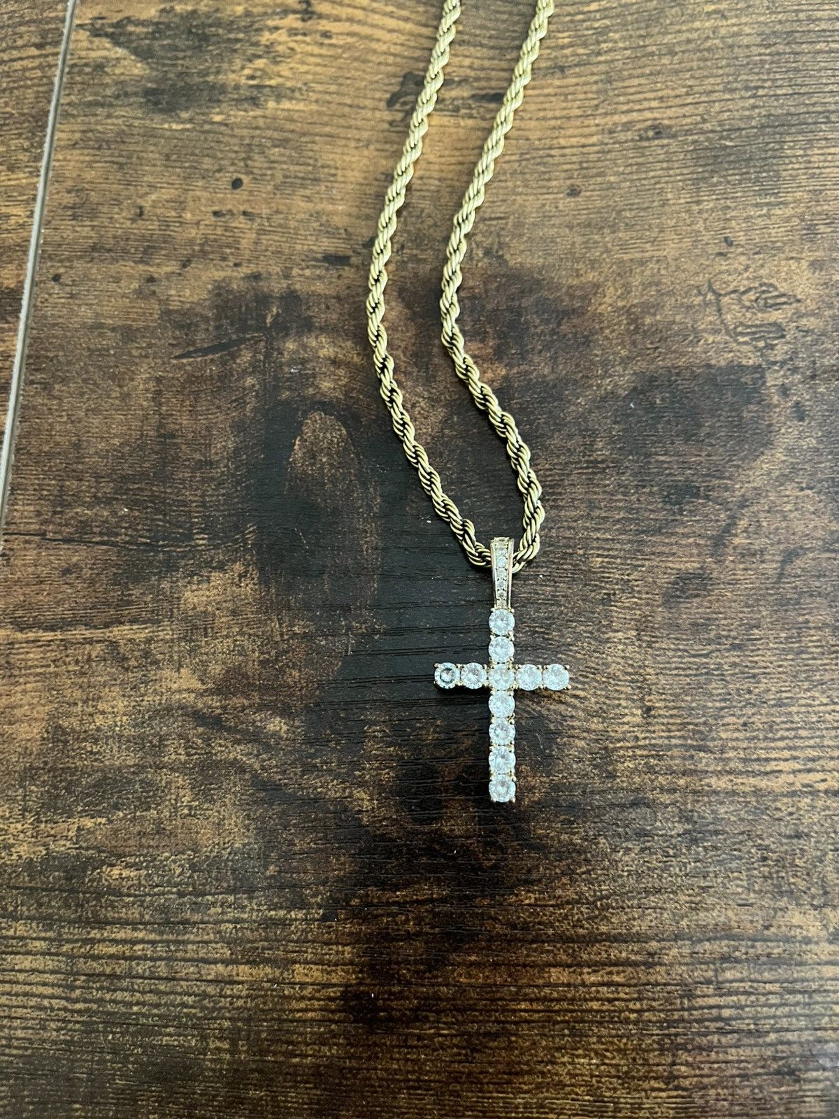Designer Gold Diamond Cross Chain Size ONE SIZE - 1 Thumbnail