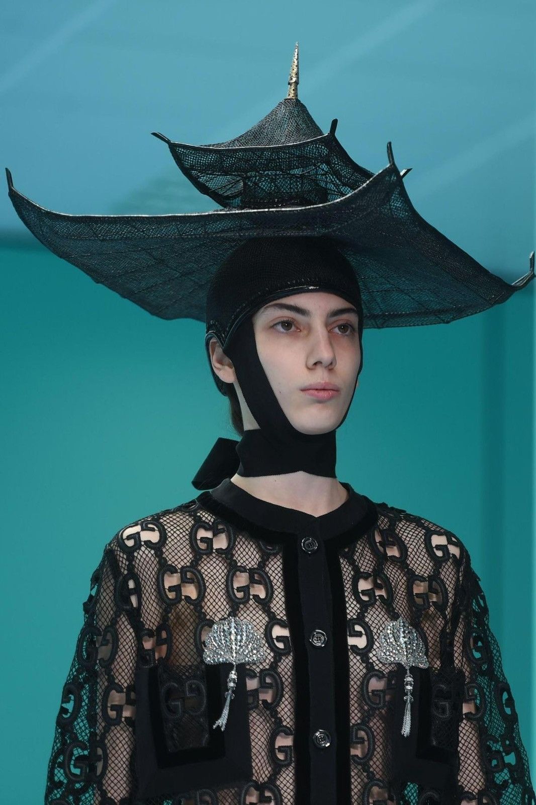 runway shell crystal brooch