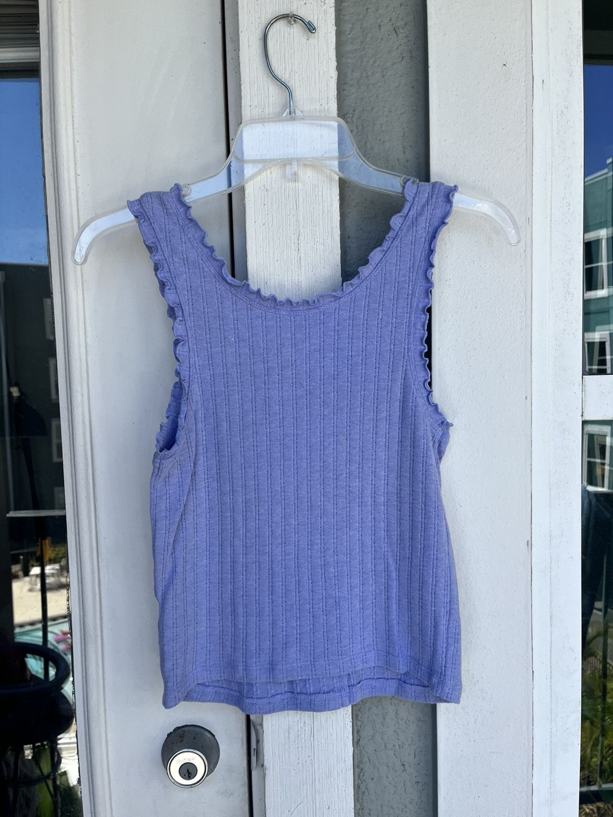 Vintage Blue Ribbed Tank Top with Button Front Size M / US 6-8 / IT 42-44 - 3 Thumbnail